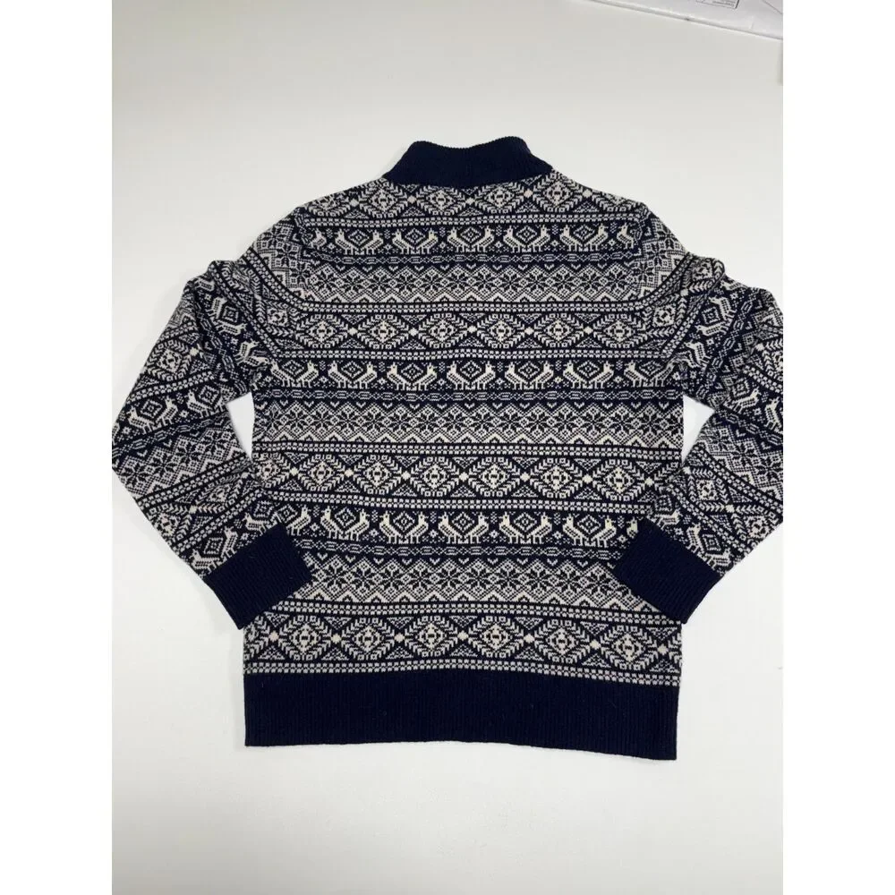 J.Crew Men's Fair Isle Lambswool Quarter Zip Sweater M